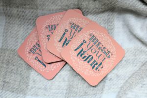 hushbug feb 2022 bless your heart coasters